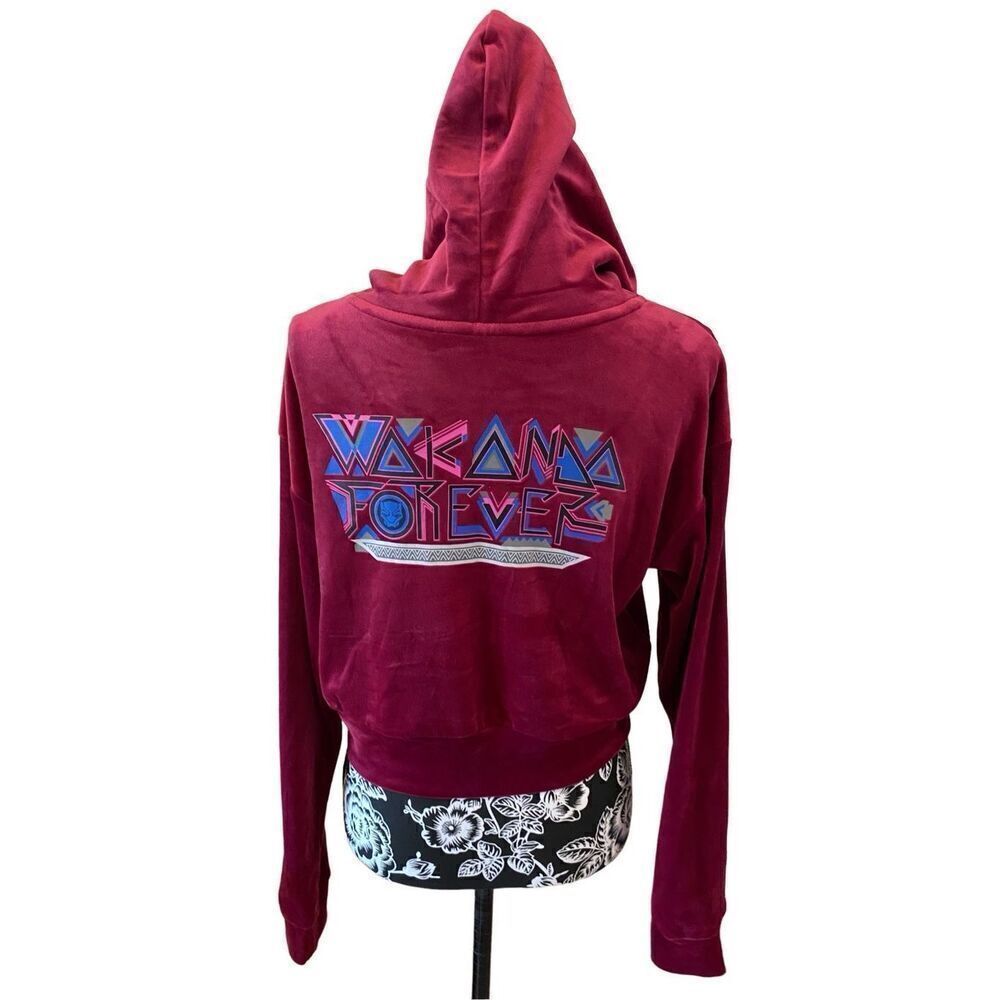 Marvel Black Panther Wakanda Forever Velour Full Zip Hoodie Sweatshirt Soft
